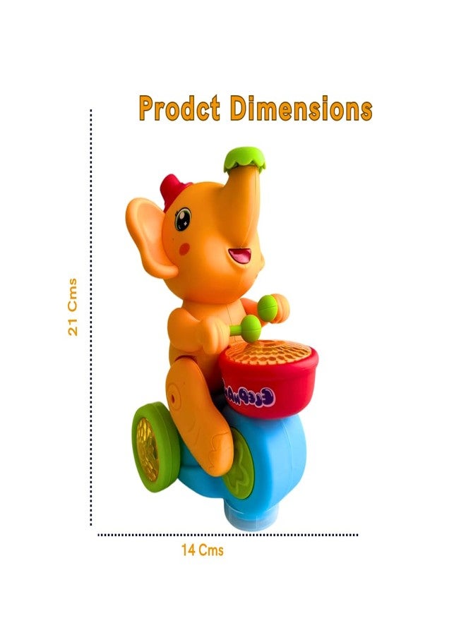 ItsyToys Musical Walking Elephant Drummer Toy with Flashing Light & Sound Toy for Kids Beating Drum Blowing Ball - Image 4